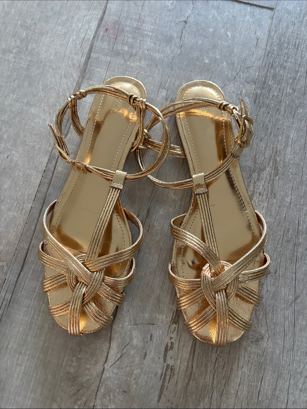 Zara gold strappy cage sandals size 40 (US 9)
